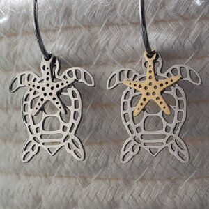 Stainless steel Hypoallergenic Turtle/starfish hoop earrings 12mm/15mm/20mm